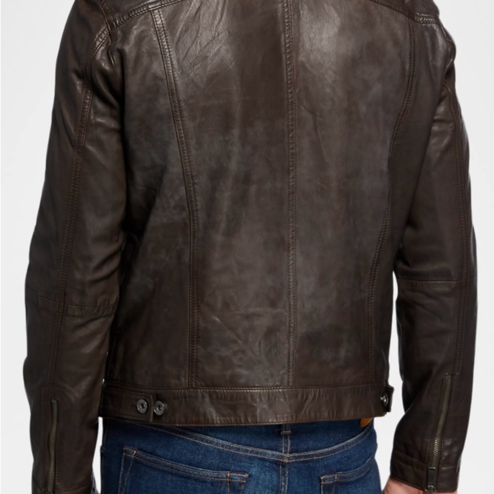 John Varvatos “Brando” Chocolate Leather Jacket - Picture 11 of 11